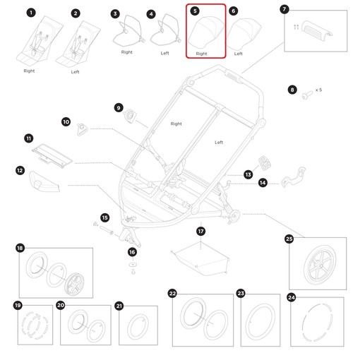 Thule canopy fabric - right, hand