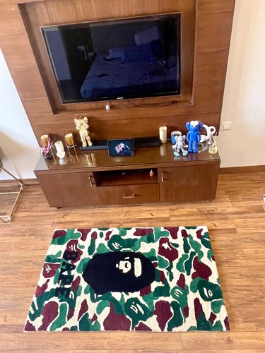 Green urban camouflage rug - ,