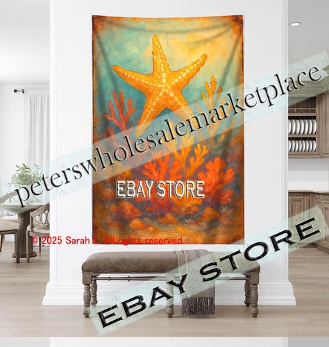 Starfish wall tapestry - starfish, coral