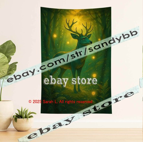 Enchanted stag art tapestry - enchanted,